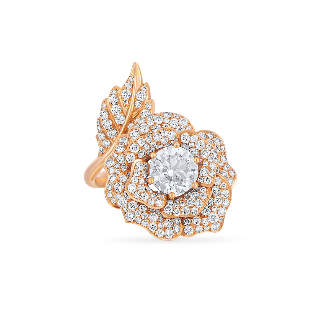 18K Rose Gold Belle Rose Diamond Ring