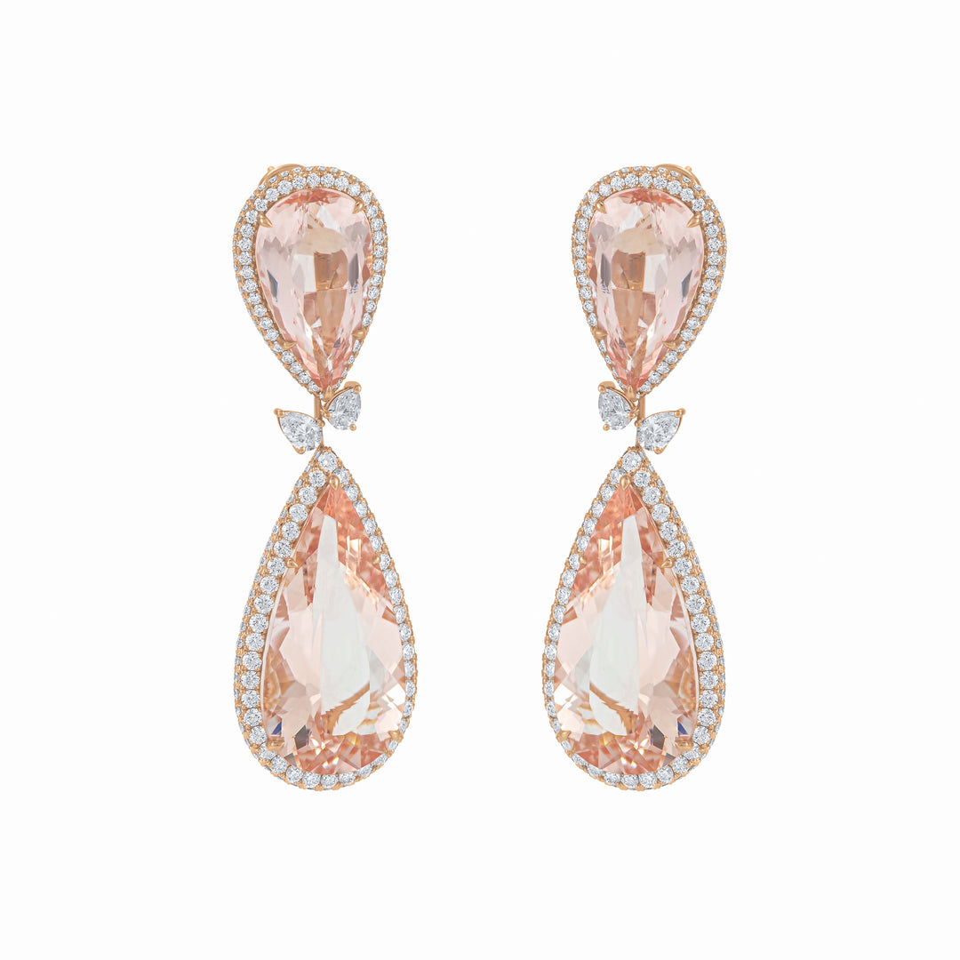 18K Rose Gold Morganite Royal Earring