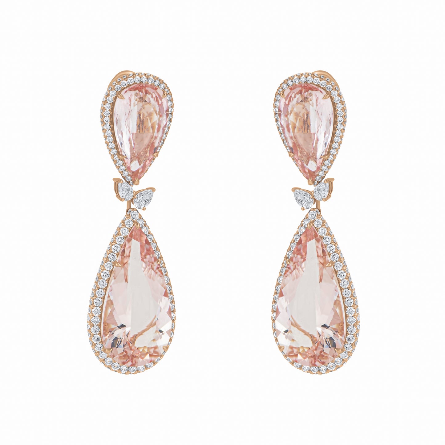 Brinco Real Morganita em Ouro Rosa 18K