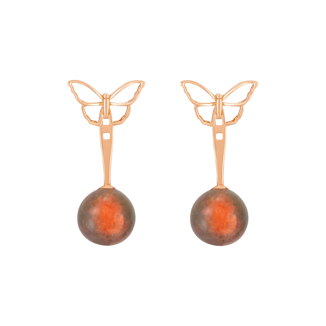 18K Rose Gold Unakite Earrings