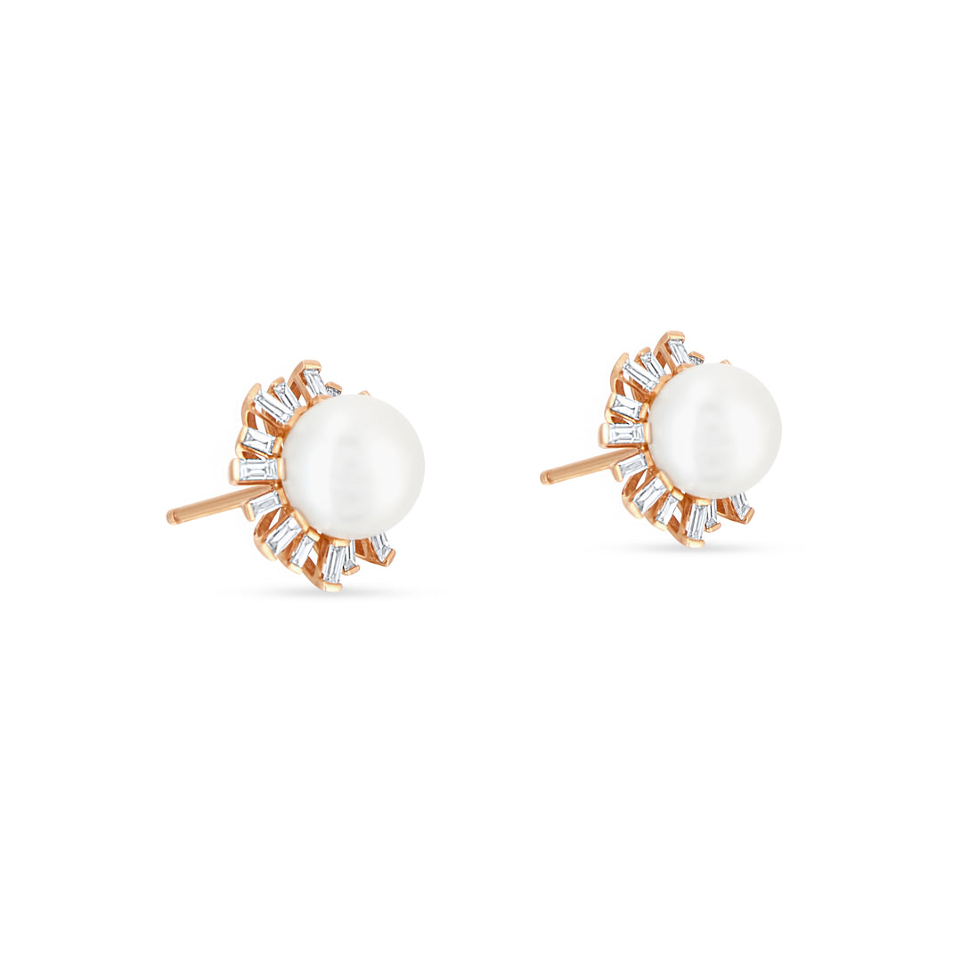 18K Rose Gold Pearl Earrings