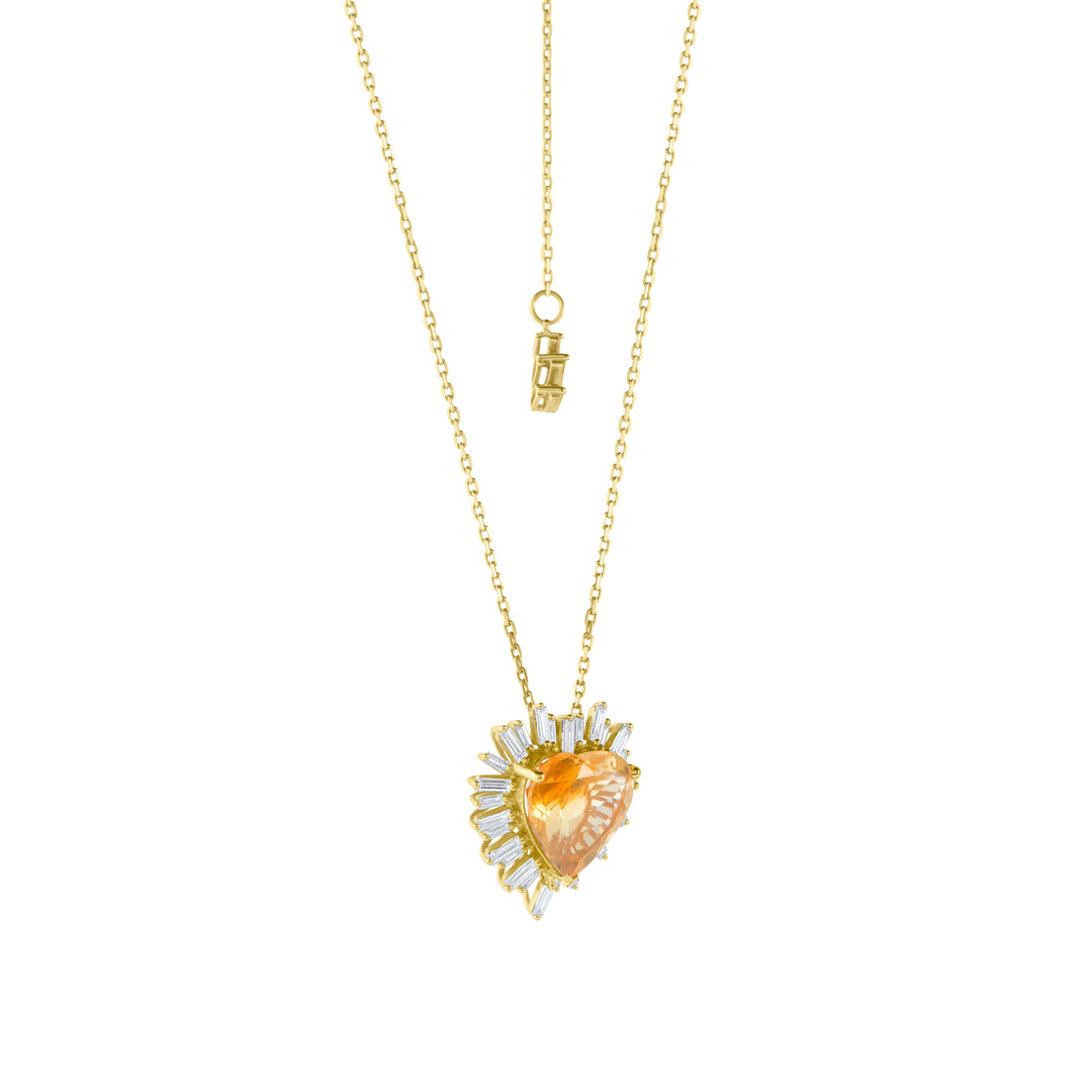 18K Yellow Gold Heart Citrine Necklace