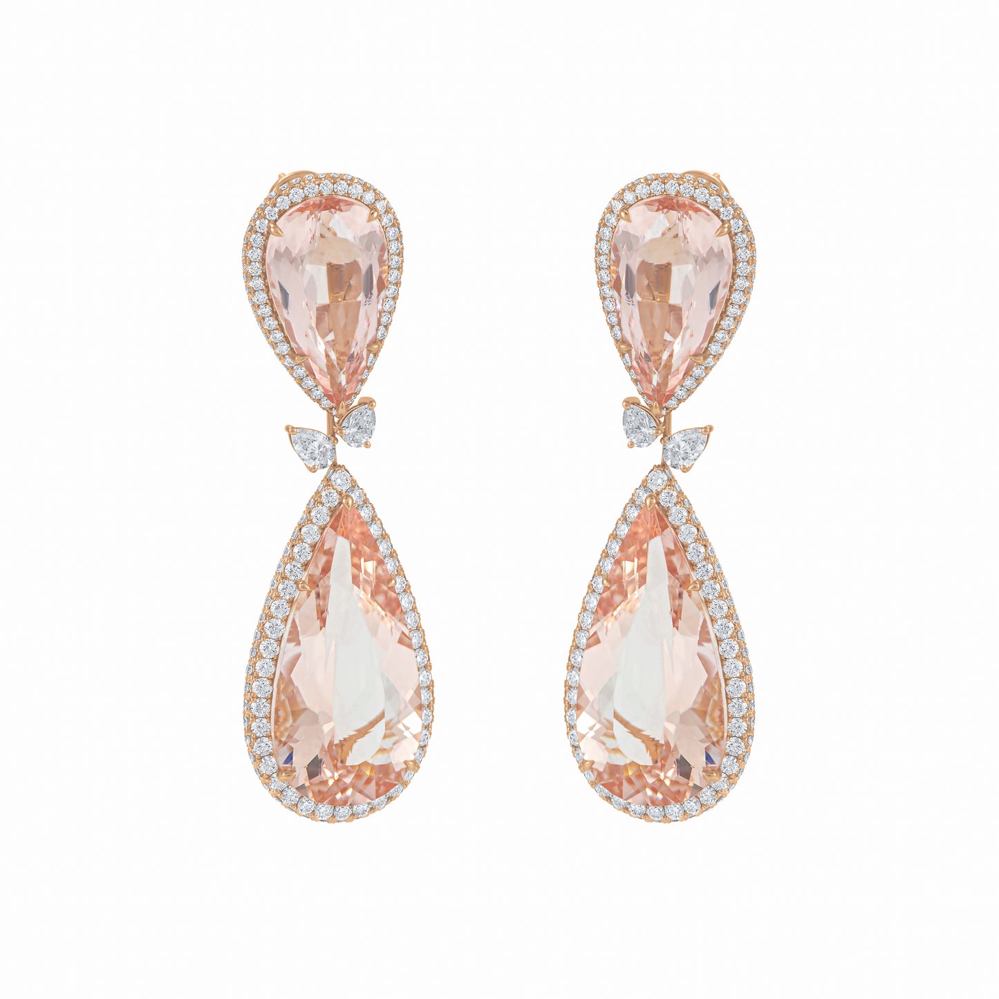Brinco Real Morganita em Ouro Rosa 18K