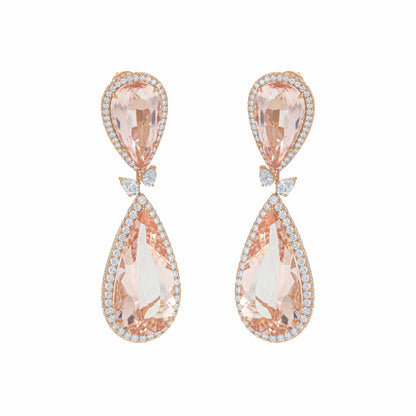 Brinco Real Morganita em Ouro Rosa 18K
