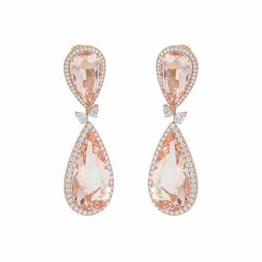 18K Rose Gold Morganite Royal Earring