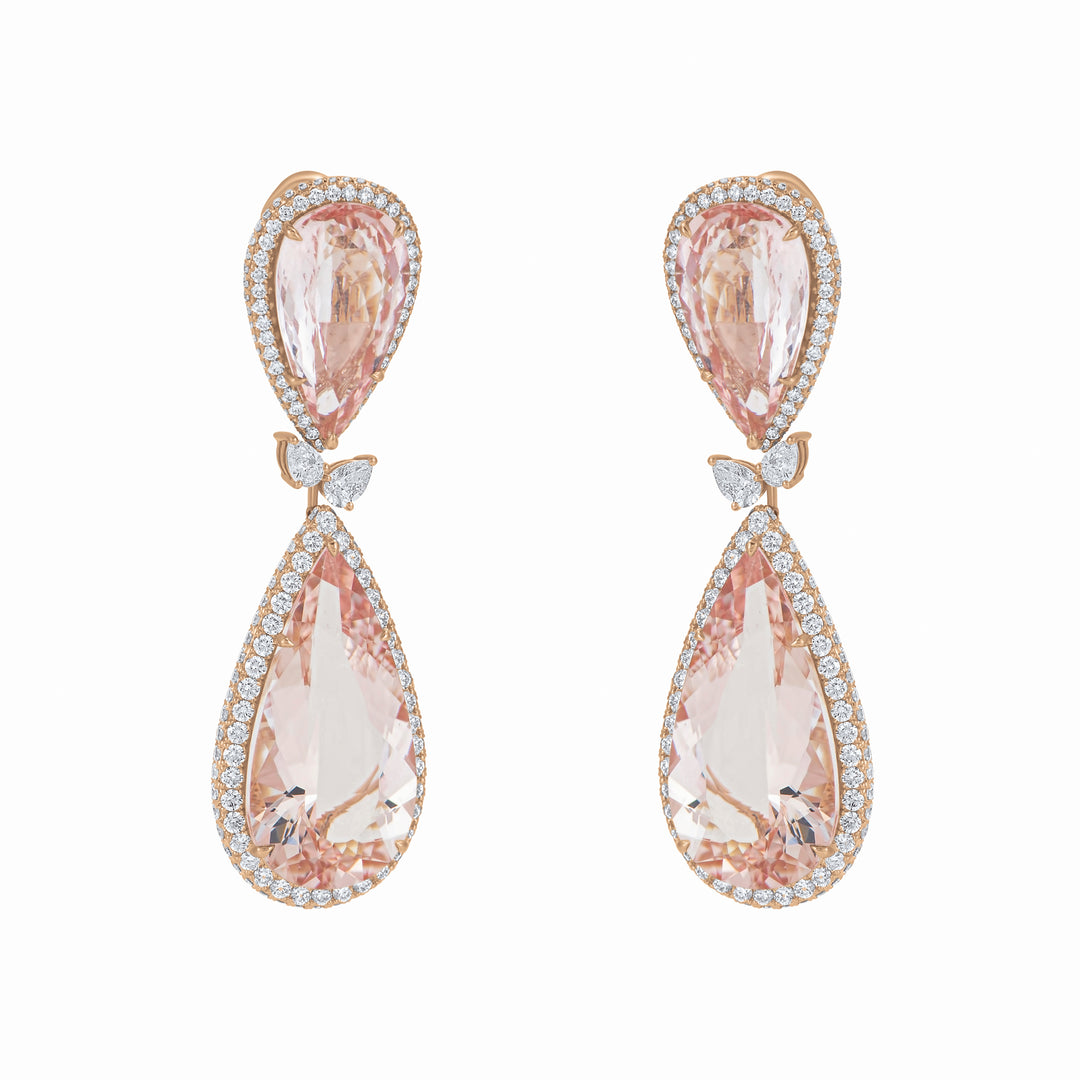 Brinco Real Morganita em Ouro Rosa 18K