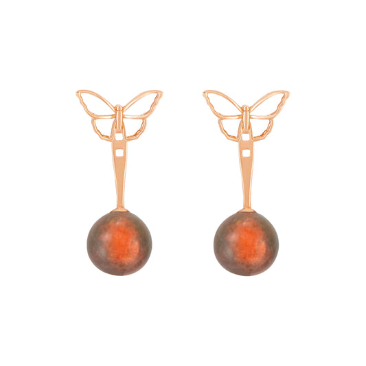 18K Rose Gold Unakite Earrings