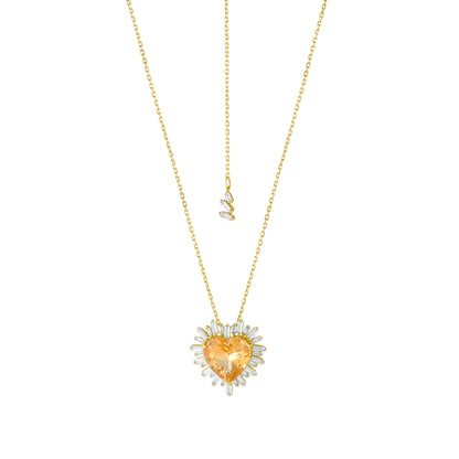 18K Yellow Gold Heart Citrine Necklace