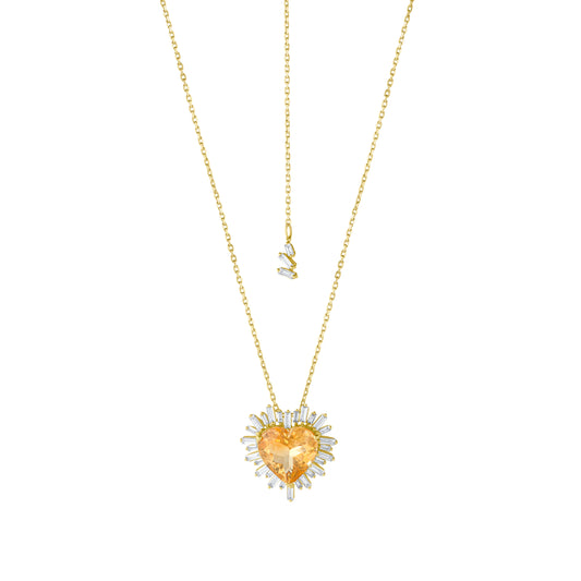 18K Yellow Gold Heart Citrine Necklace
