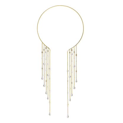 Colar de queda de água em ouro rosa 18K