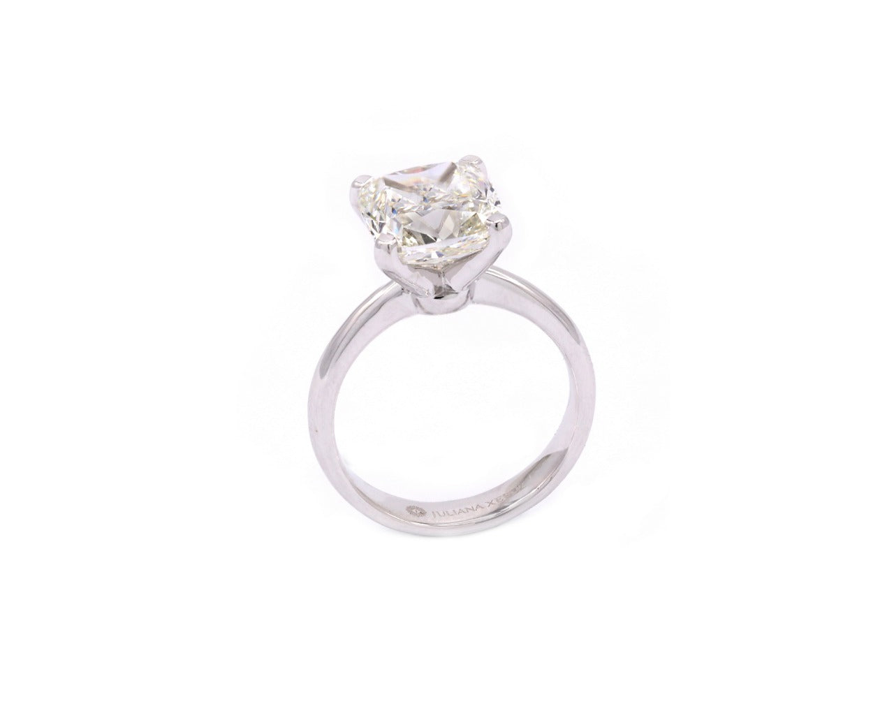 18K White Gold 5ct Cushion Enagment Ring