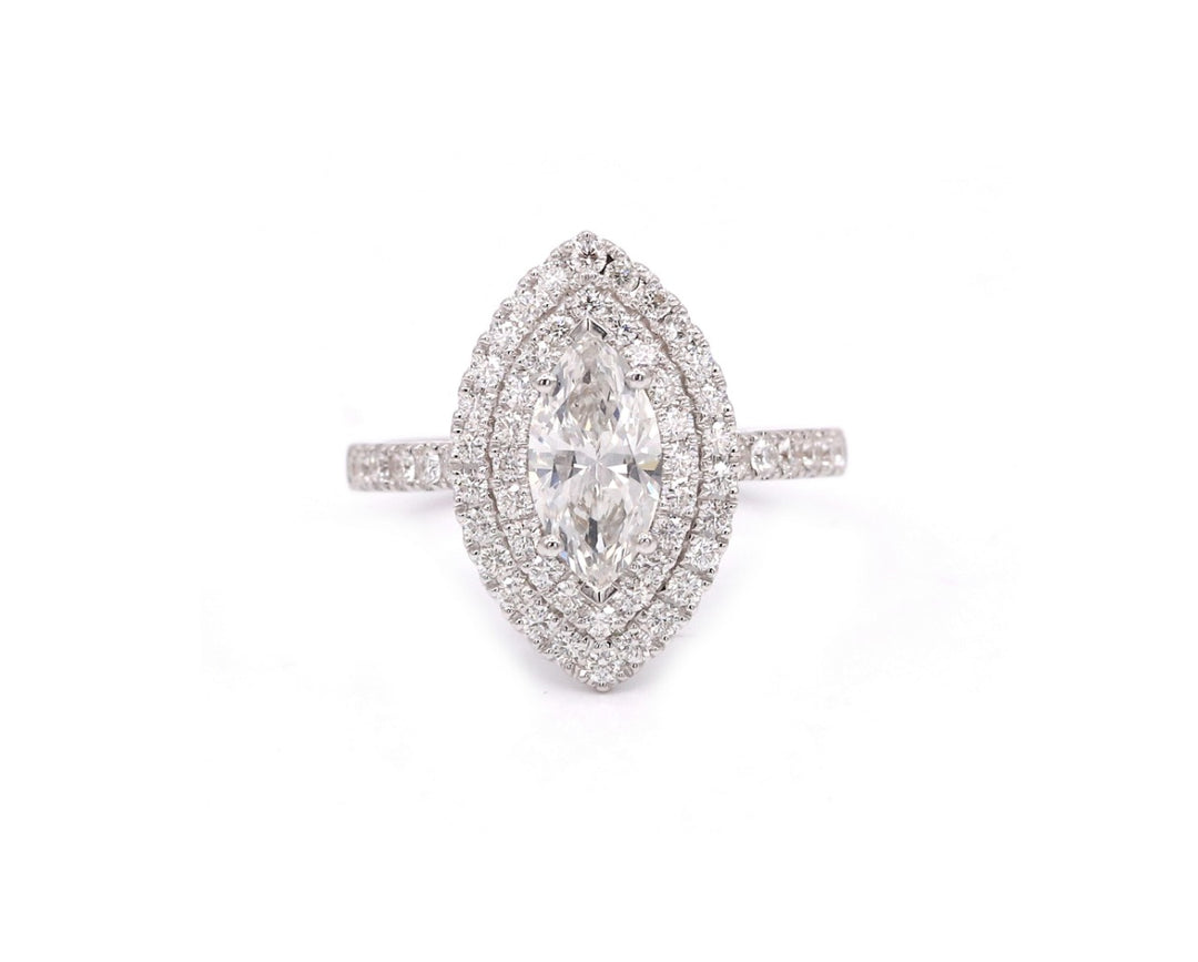 18K White Gold Marquise Shape Engagement Ring